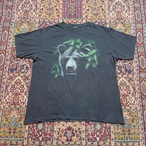 Vintage‎ 90s Alaska Black Bear Graphic T Shirt Faded Wildlife Animal XL nature